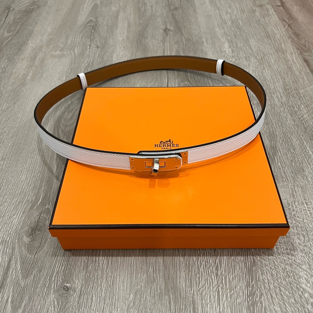 NEW AUTHENTIC Hermes Kelly 18 Belt Blanc